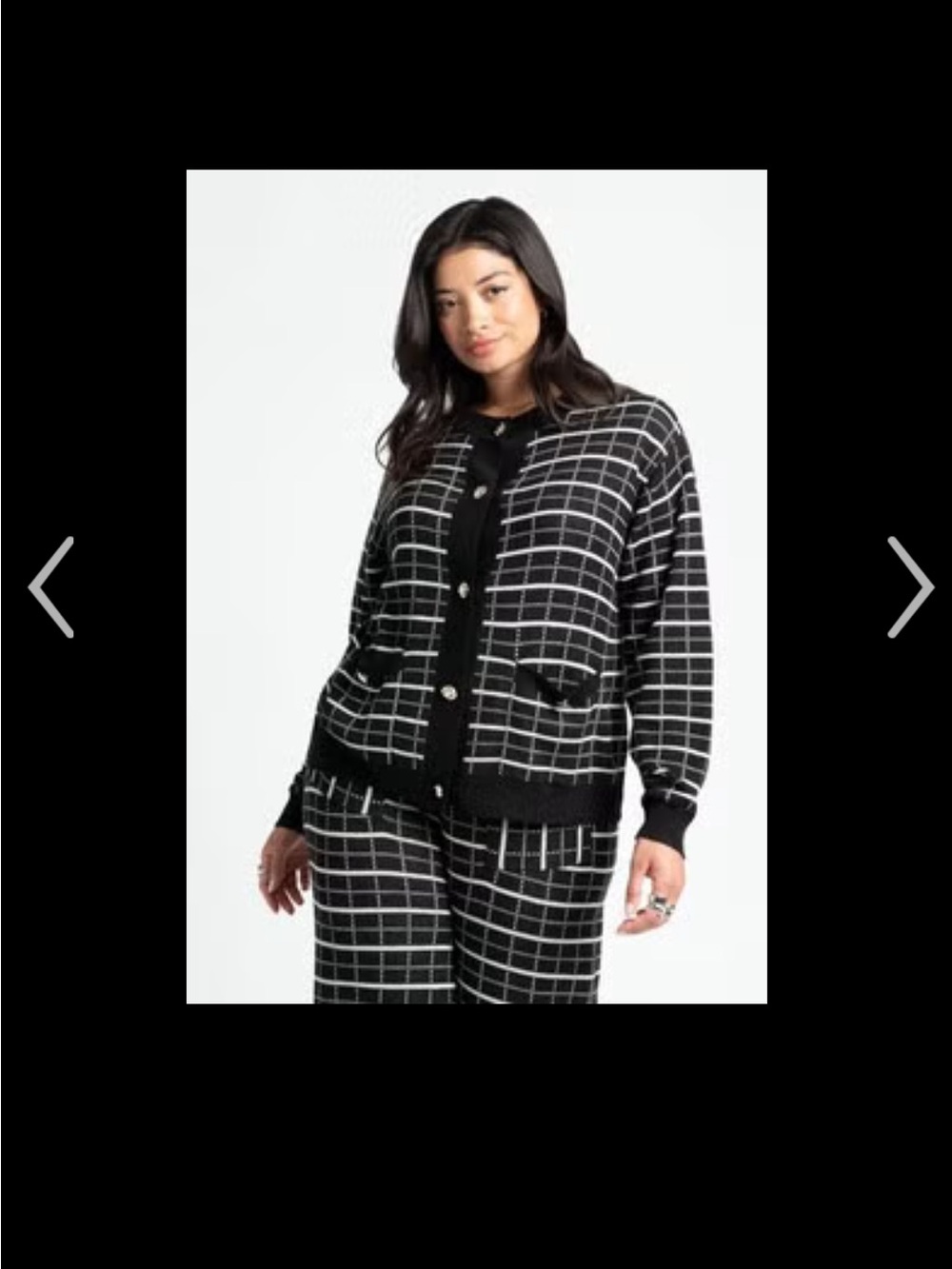 Eloquii Knit Tweed Pantsuit with White Windowpane Stitch